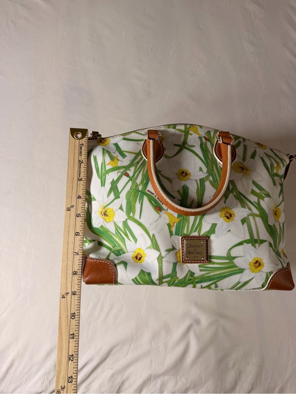 Dooney & Bourke White Floral Tote with Yellow and Green - Picture 3 of 12